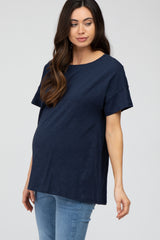 Navy Blue Criss Cross Back Maternity Top