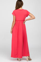 Fuchsia Short Sleeve Babydoll Maxi Dress