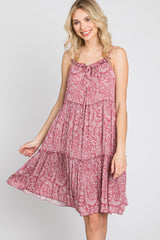 Mauve Floral Paisley Tiered Dress