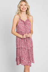 Mauve Floral Paisley Tiered Dress