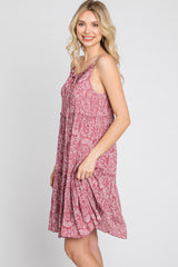 Mauve Floral Paisley Tiered Dress