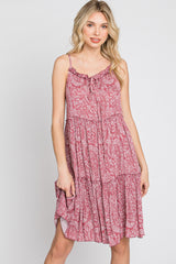 Mauve Floral Paisley Tiered Dress