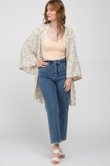 Mint Green Floral Bell Sleeve Cover Up