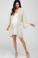 Mint Green Floral Bell Sleeve Maternity Cover Up