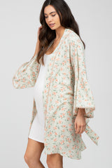 Mint Green Floral Bell Sleeve Maternity Cover Up