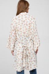 Cream Floral Bell Sleeve Cover Up