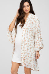 Cream Floral Bell Sleeve Maternity Cover Up