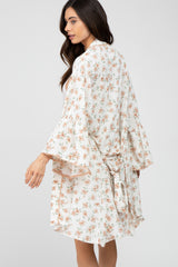 Cream Floral Bell Sleeve Maternity Cover Up