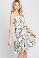 Multicolor Floral Square Neck Dress