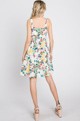 Multicolor Floral Square Neck Dress