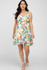 Multicolor Floral Square Neck Maternity Dress