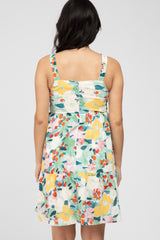 Multicolor Floral Square Neck Maternity Dress