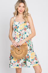 Multicolor Floral Square Neck Maternity Dress