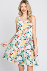 Multicolor Floral Square Neck Dress