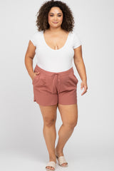 Rust Drawstring Maternity Plus Shorts