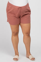 Rust Drawstring Maternity Plus Shorts