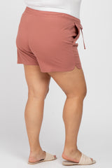 Rust Drawstring Maternity Plus Shorts