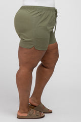 Olive Drawstring Plus Shorts