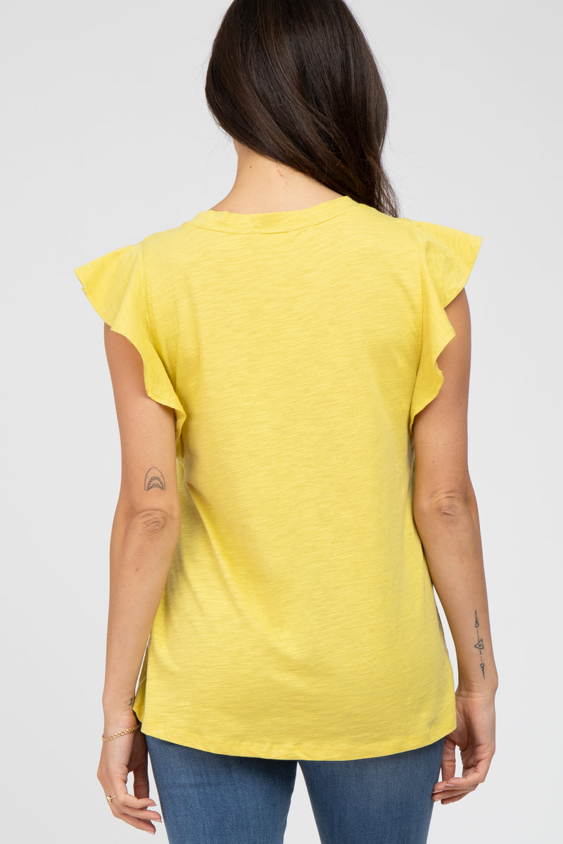 Yellow Ruffle Sleeve Top – PinkBlush