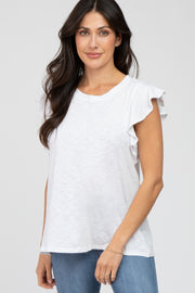 White Ruffle Sleeve Top