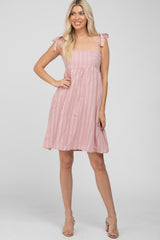 Pink Striped Babydoll Dress