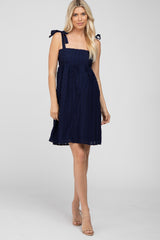 Navy Blue Striped Babydoll Dress