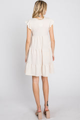 Cream Ruffle Sleeve Tiered Dress