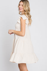 Cream Ruffle Sleeve Tiered Dress