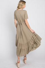 Olive Ruffle Accent Midi Dress