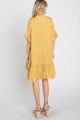 Yellow Floral Ruffle Hi- Lo Hem Mini Dress