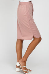 Light Pink Front Tie Round Hem Skirt