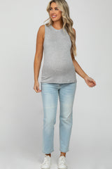 Heather Grey Basic Sleeveless Maternity Top