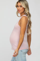 Light Pink Basic Sleeveless Maternity Top