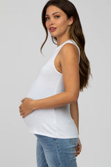 White Basic Sleeveless Maternity Top