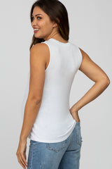 White Basic Sleeveless Maternity Top