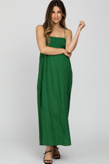 Green Printed Sleeveless Maternity Maxi Dress