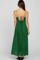 Green Printed Sleeveless Maternity Maxi Dress