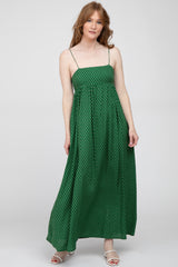 Green Printed Sleeveless Maternity Maxi Dress