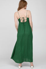 Green Printed Sleeveless Maxi Dress