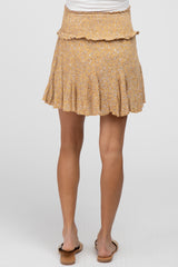 Mustard Floral Smocked Maternity Mini Skirt