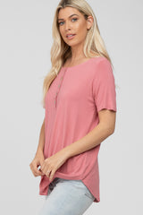 Mauve Button Up Short Sleeve Top