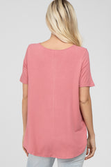 Mauve Button Up Short Sleeve Top