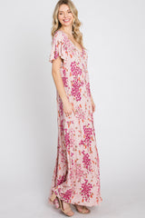 Pink Floral Tiered Maxi Dress