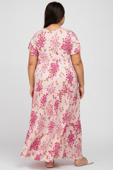 Pink Floral Tiered Plus Maxi Dress