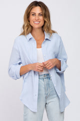 Light Blue Gauze Button Up Collared Top