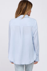 Light Blue Gauze Button Up Collared Top