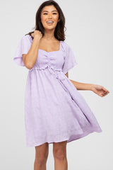 Lavender Smocked Ruched Tie Front Dress