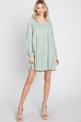 Mint Green Textured Dot Square Neck Maternity Dress