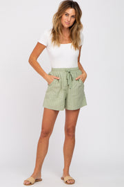 Sage Green Drawstring Waist Shorts