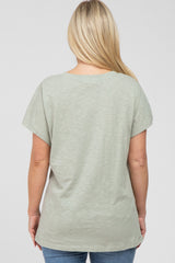 Light Green Heathered Front Pocket Maternity Top